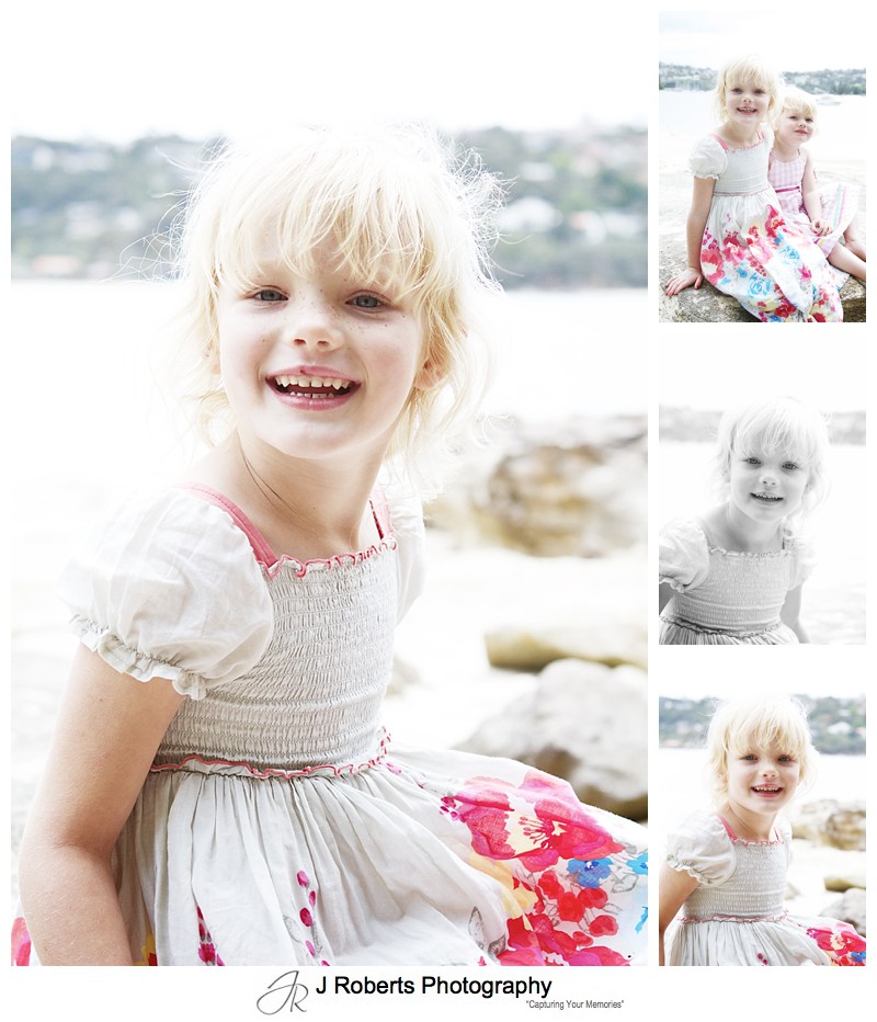 Portraits of a little girl at the beach - sydney family portrait photography